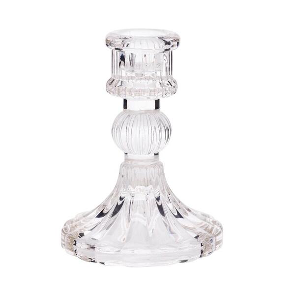 Castiçal De Vidro Transparente Makrys 10,5x8cm