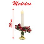 Castiçal Decorado 2 Velas Elétricas Pinha Frutas Natal 25cm