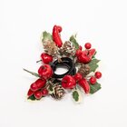 Castiçal Decorado 2 Velas Elétricas Pinha Frutas Natal 25cm