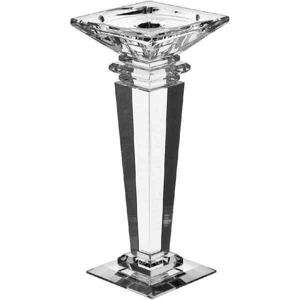 Castiçal Decorativo Porta Vela Cristal 22x9x9cm Transparente