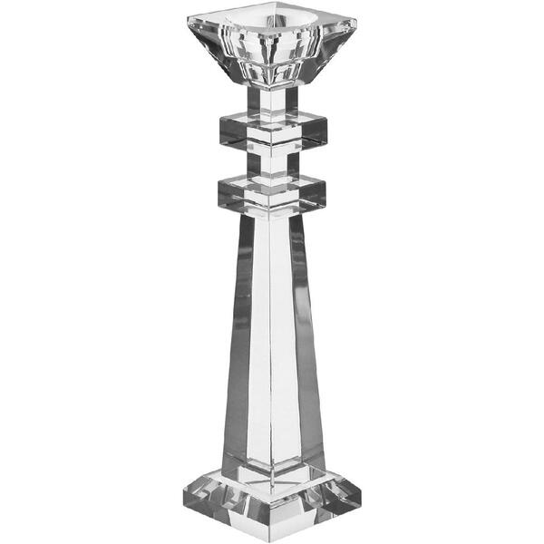 Castiçal Decorativo Porta Vela Cristal 27x7x7cm Transparente