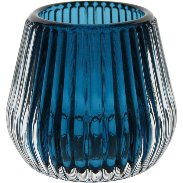 Castiçal Decorativo Porta Vela Home&co Vidro 6x7x7cm Azul