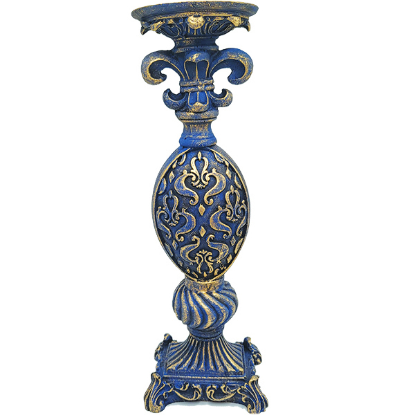 Castiçal Flor De Lis Para Vela Ou Bola De Flores 22320 Azul