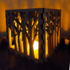 Castiçal Floresta Com Vela Eletrônica  Mdf Cru