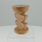 Castiçal Home&co Cerâmica 15x9x9cm Estilo Madeira