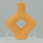 CASTIÇAL HOME&CO CERÂMICA 18x15x5cm LARANJA