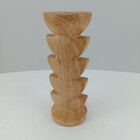 Castiçal Home&co Cerâmica 20x9x9cm Estilo Madeira