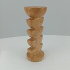 Castiçal Home&co Cerâmica 20x9x9cm Estilo Madeira