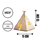 Castiçal Oca Com Vela Eletrônica  Mdf Cru