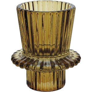 Foto de Castiçal Porta Vela Decorativo Home&co Vidro 7x6x6cm Marrom