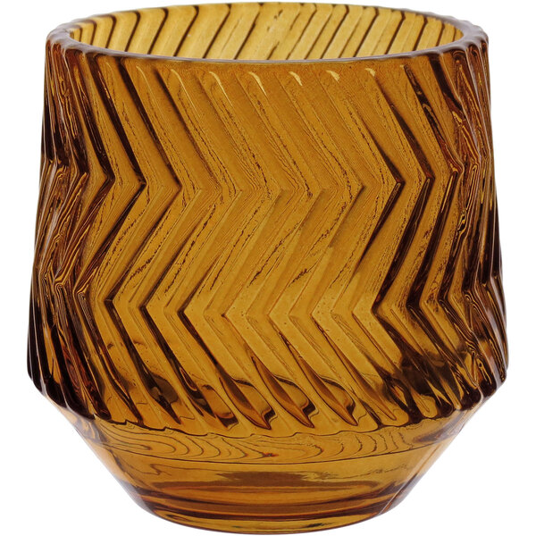 Castiçal Porta Vela Decorativo Home&co Vidro 8x8x8cm Âmbar