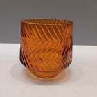 Castiçal Porta Vela Decorativo Home&co Vidro 8x8x8cm Âmbar