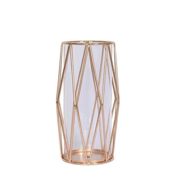 Castiçal Porta Velas Aramado Decorativa Dourado Sioux 22cm