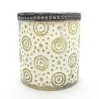 Castiçal Porta Velas Em Vidro Moderno Detalhes Relevo Branco