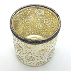 Castiçal Porta Velas Em Vidro Moderno Detalhes Relevo Branco