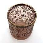 Castiçal Porta Velas Em Vidro Moderno Detalhes Relevo Rosé