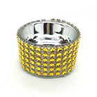 Castiçal Porta Velas Rechô Em Vidro Com Brilhante Dourado