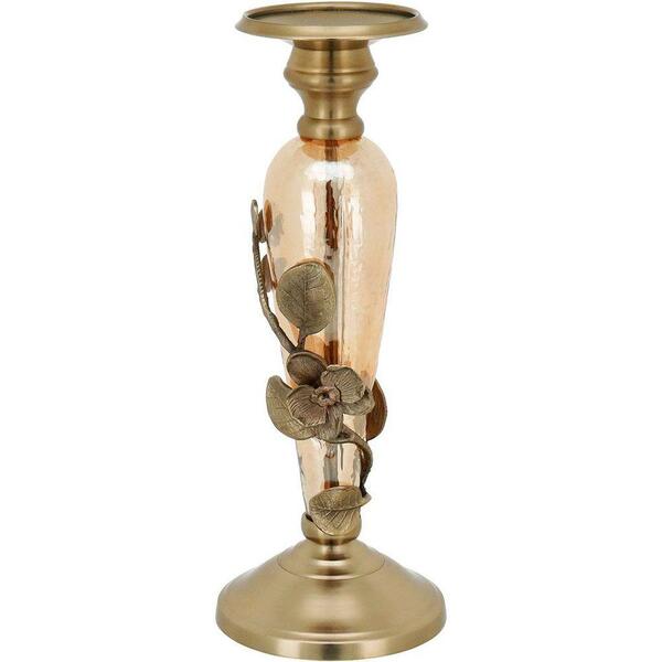 Castical Sancti Vidro E Metal Dourado Lustrado Home 31x12cm