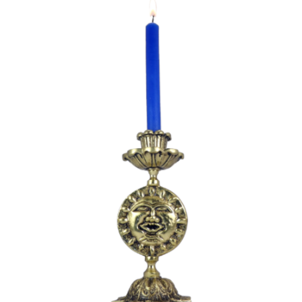 Castiçal Sol E Lua Em Latão Artesanal