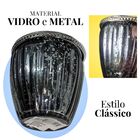 Castical Vaso De Vidro Preto Reflexivo Com Detalhes Em Metal