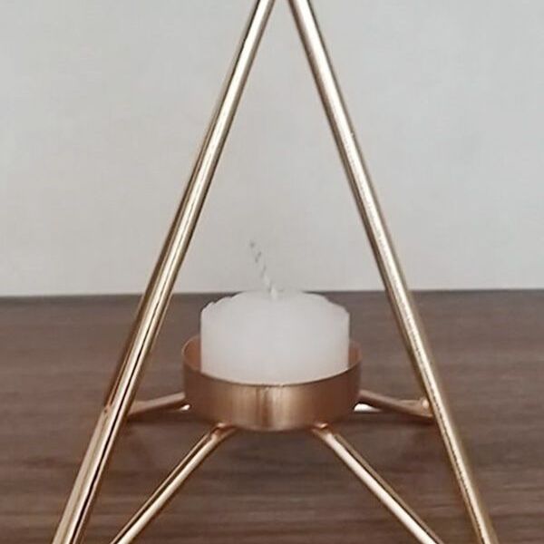 Castiçal Vela Estilo Nórdico - Geométrico Ouro Tr
