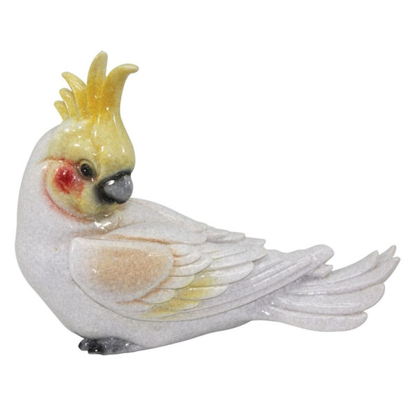 Catatua Branca E Amarelo Pássaro Objeto Decorativo De Resina