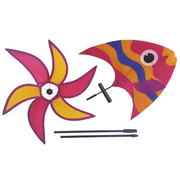 Catavento Peixe Rosa Piscina Decoracao Jardim Crianca 40cm (c