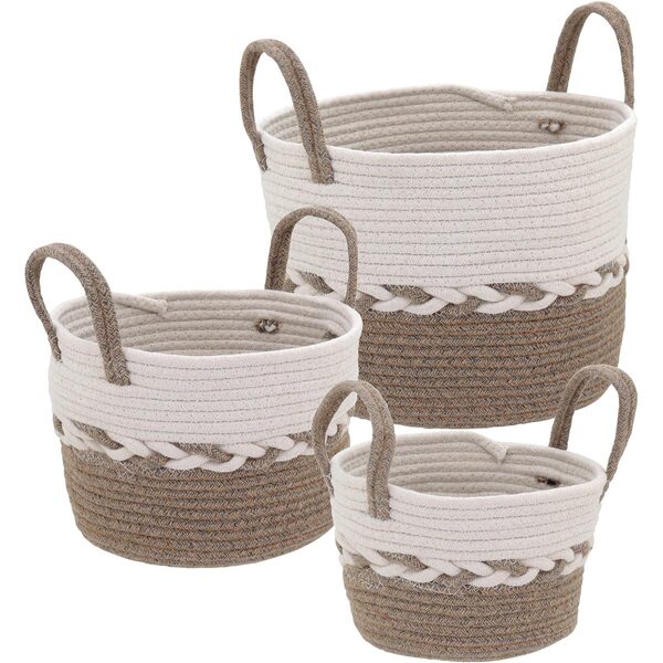 Caterrine Cesta Decorativa Organizadora Cachepô Tecido Marrom