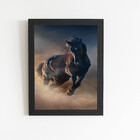 Cavalo Correndo Animais Foto Quadro Moldura Preta 60x40cm