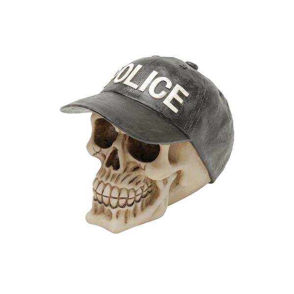 Caveira Decorativa Police Cap Da Urban, Resina - 42621
