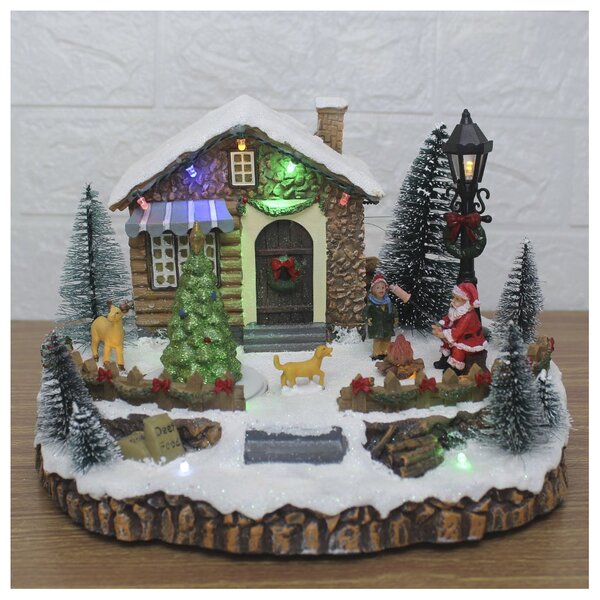 Cenário Vila Natalina Musical Iluminado Papai Noel 20cm