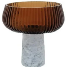 Centro De Mesa Beretta Vidro Âmbar Com Pé -18x18x18cm