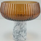 Centro De Mesa Beretta Vidro Âmbar Com Pé -18x18x18cm