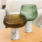 Centro De Mesa Beretta Vidro Âmbar Com Pé -18x18x18cm