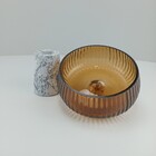 Centro De Mesa Beretta Vidro Âmbar Com Pé -18x18x18cm