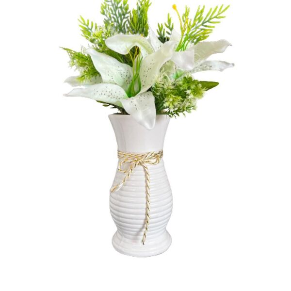 Centro De Mesa Branco Trabalhado De Cerâmica Luxuoso