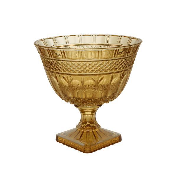 Centro De Mesa Com Pé Em Cristal Lyor Brandon 26cm Âmbar