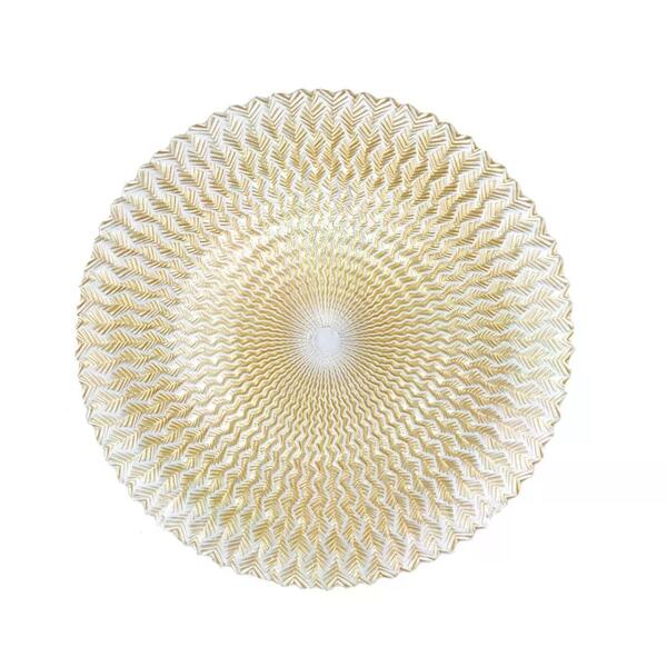 Centro De Mesa Cote Em Vidro D21xa1,5cm Cor Dourado