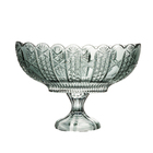 Centro De Mesa Cristal C/pé Princess Verde 29x20cm