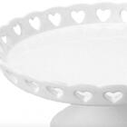 Centro De Mesa De Ceramica Coração Branco 20,5 Cm - Lyor
