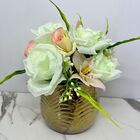 Centro De Mesa De Cerâmica Dourado Com Arranjo Artificial