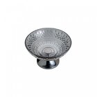 Centro De Mesa De Cristal Cinza Com Pé De Aço Lys Black 30cm