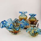 Centro De Mesa De Cristal Murano São Marcos - Azul E Âmbar