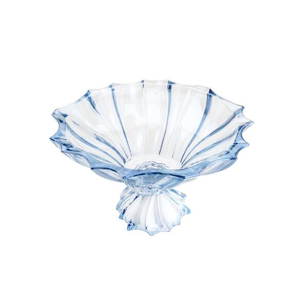 Centro De Mesa De Cristal Wolff  C/pé Paradise Azul 34x20cm