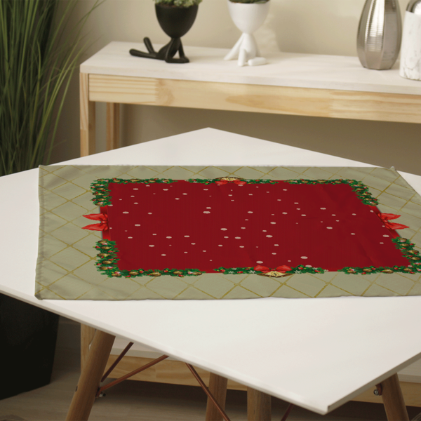 Centro De Mesa De Natal Laço Natalino Com Sinos 70cm X 70cm Ú