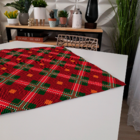 Centro De Mesa De Natal Xadrez Vermelho 70cm X 70cm Único