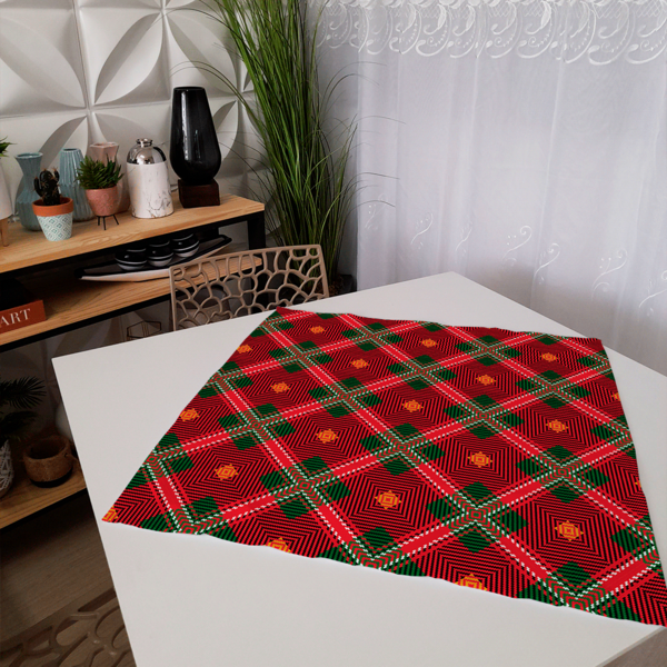 Centro De Mesa De Natal Xadrez Vermelho 70cm X 70cm Único