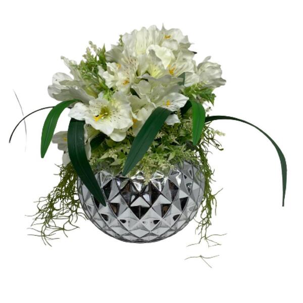 Centro De Mesa De Vidro Trabalhado Luxo Com Arranjo Floral