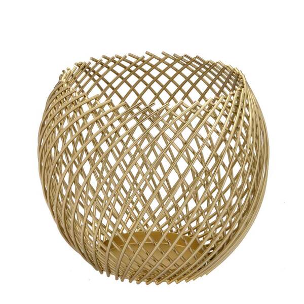 Centro De Mesa Decorativo Aramado Metal Dourado 19cm