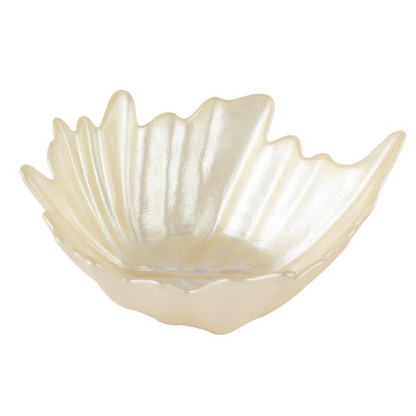 Centro De Mesa Folha Em Vidro 220ml L15xp15xa5cm Cor Bege Cla